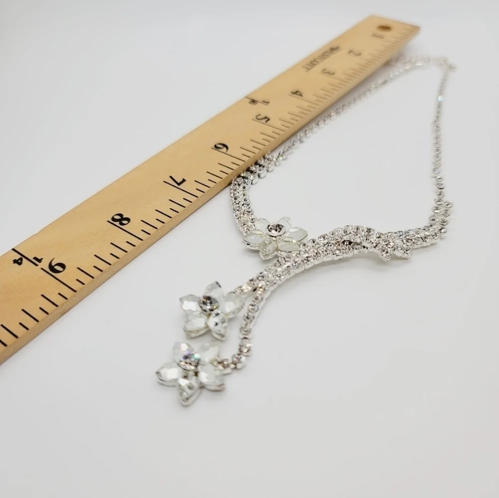Crystal Sterling Silver Necklace Earrings set